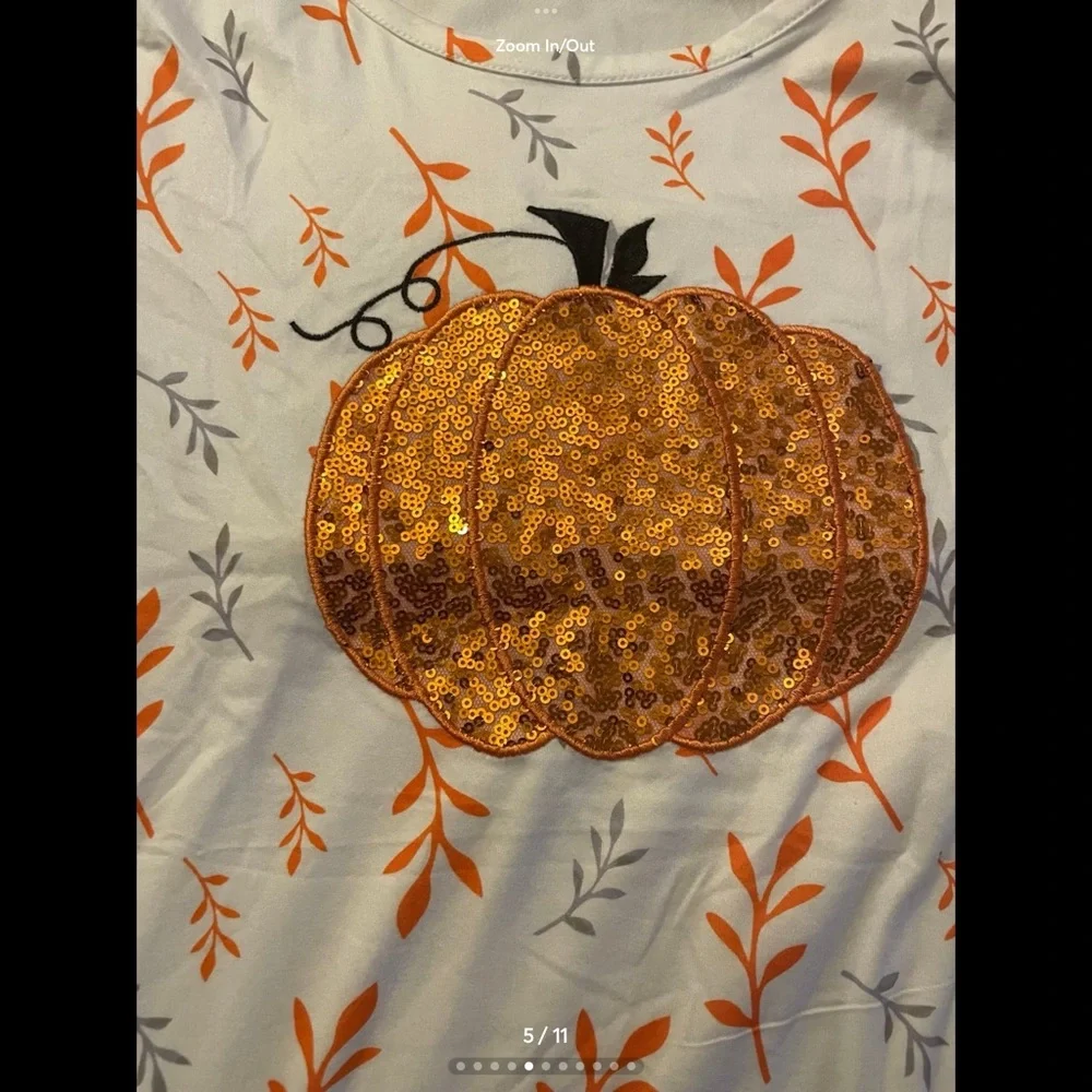 Halloween Kids Girls Pumpkin Outfit Sequins READ for size